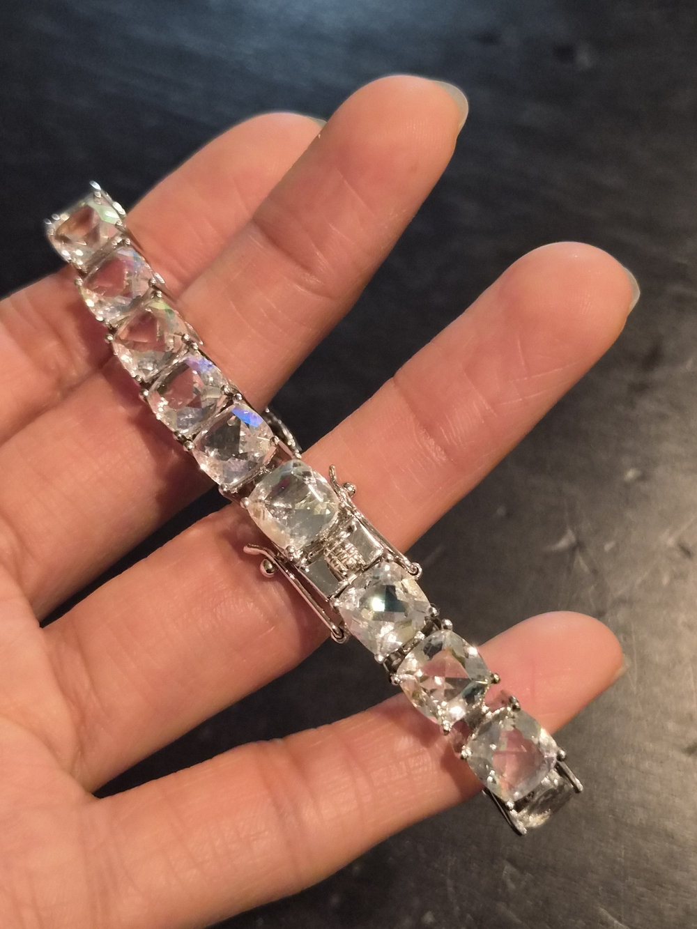 925 QJ India Rainbow Quartz Tennis Bracelet